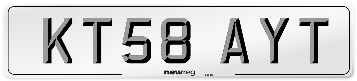 KT58 AYT Number Plate from New Reg
